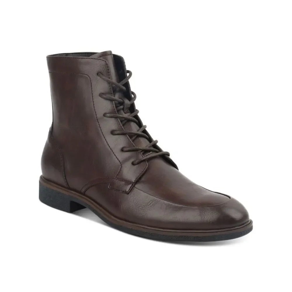 ALFANI Mens Brown Flexible Outsole Oliver Almond Toe Block Heel Boots 8.5 M